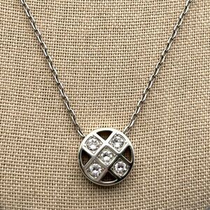 Brighton Silver Tone ‘Bonjour’ CZ Cubic Zirconia Circle Pendant Necklace 18-20”